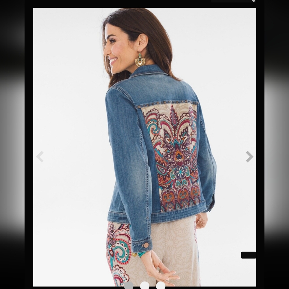 Vintage Boho Denim Jacket with Paisley Embroidery